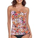 RELLECIGA Women's Tummy Control Tankini Top Bandeau Strapless Swim Tops
