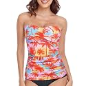RELLECIGA Women's Tummy Control Tankini Top Bandeau Strapless Swim Tops