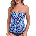 RELLECIGA Women's Tummy Control Tankini Top Bandeau Strapless Swim Tops