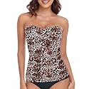 RELLECIGA Women's Tummy Control Tankini Top Bandeau Strapless Swim Tops