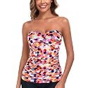 RELLECIGA Women's Tummy Control Tankini Top Bandeau Strapless Swim Tops