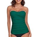 RELLECIGA Women's Tummy Control Tankini Top Bandeau Strapless Swim Tops