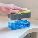 Premium Soap Dispenser 2 in 1 Sink Dishwasher Liquid Holder, Dish wash Through Pump with Sponge Holder Caddy (Grey) (Rectangular)