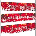 Remagr 3 Pcs Christmas Nativity Banner Jesus Religious Yard Sign