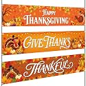 Remagr 3 Pcs Fall Thanksgiving Banner, Happy Thanksgiving Party Decorations
