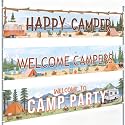 Remagr 3 Pcs Happy Camper Banner Camping Decorations
