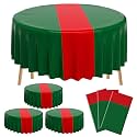 Remagr 3 Pcs Round Plastic Tablecloth 84 Inch Table Cover, Green