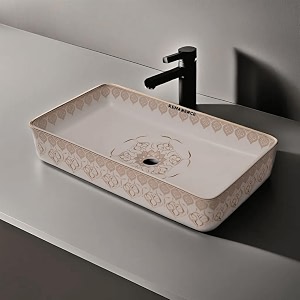 remanence designer table top wash basin for bathroom  ceramic bathroom sink  wash basin over counter bathroom basin 24 x 14 x 4 inch moroccan design sl 94