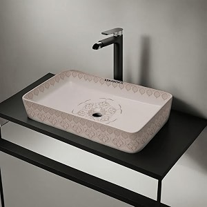 remanence designer table top wash basin for bathroom  ceramic bathroom sink  wash basin over counter bathroom basin 24 x 14 x 4 inch moroccan design sl 93