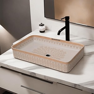 remanence designer table top wash basin for bathroom  ceramic bathroom sink  wash basin over counter bathroom basin 24 x 14 x 4 inch moroccan design sl 92