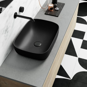 remanence matte finish black table top vessel sink wash basin for bathroom 18 x 13 x 55 inch counter top black