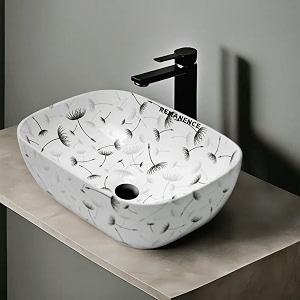 remanence premium designer table top ceramic wash basin for bathroom  over counter bathroom basin  counter top bathroom sink 18 x 13 x 55 inch ad 68 flower design