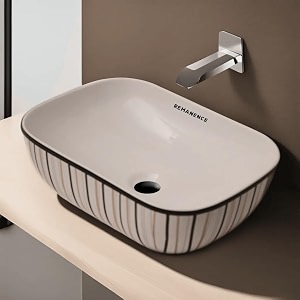 remanence premium designer table top ceramic wash basin for bathroom  over counter bathroom basin  counter top bathroom sink 18 x 13 x 55 inch ad 25 white n multi