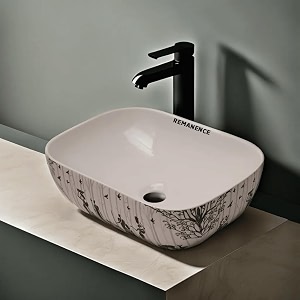 remanence premium designer table top ceramic wash basin for bathroom  over counter bathroom basin  counter top bathroom sink 18 x 13 x 55 inch ad 27 forest printed