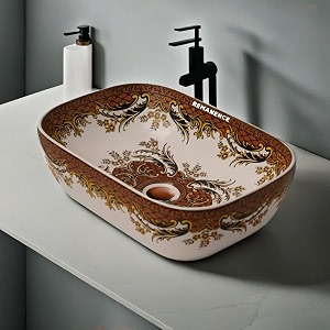 remanence premium designer table top ceramic wash basin for bathroom  over counter bathroom basin  counter top bathroom sink 18 x 13 x 55 inch ad 96 moreccan brown design