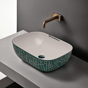 remanence premium designer table top ceramic wash basin for bathroom  over counter bathroom basin  counter top bathroom sink 18 x 13 x 55 inch ad 20 white n rama