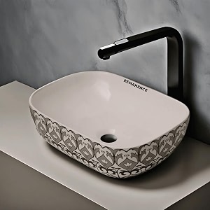 remanence premium designer table top ceramic wash basin for bathroom  over counter bathroom basin  counter top bathroom sink 18 x 13 x 55 inch ad 33 uniqe design