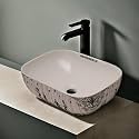 REMANENCE Premium Designer Table Top Ceramic Wash Basin For Bathroom | Over Counter Bathroom Basin | Counter Top Bathroom Sink (18 x 13 x 5.5 Inch) (AD 27 Forest Printed)