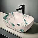 REMANENCE Premium Designer Table Top Ceramic Wash Basin For Bathroom | Over Counter Bathroom Basin | Counter Top Bathroom Sink (18 x 13 x 5.5 Inch) (AD 74 Designer White Rama)
