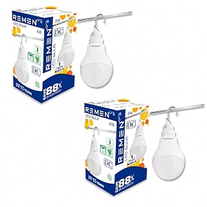 remen 4w dc solar compatible led bulb 12v battery operated  340 lumens cool white 6500k  hanging bulb with hook for home camping shop temple amp emergency use pack of 2