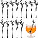 Remerry 24 Pcs Halloween Skeleton Cocktail Picks Swizzle Sticks, Black