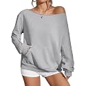 Remidoo Women's Off The Shoulder Sweatshirt Oversized Long Sleeve Top