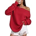 Remidoo Women's Off The Shoulder Sweatshirt Oversized Long Sleeve Top