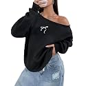 Remidoo Women's Off The Shoulder Sweatshirt Oversized Long Sleeve Top