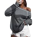 Remidoo Women's Off The Shoulder Sweatshirt Oversized Long Sleeve Top