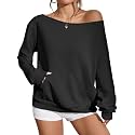 Remidoo Women's Off The Shoulder Sweatshirt Oversized Long Sleeve Top