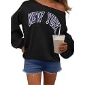 Remidoo Women's Off The Shoulder Sweatshirt Oversized Long Sleeve Top