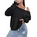Remidoo Women's Off The Shoulder Sweatshirt Oversized Long Sleeve Top