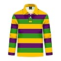 Remimi Kids Valentines Print Polo Shirt Mardi Gras Long Sleeve Collared Shirts 5-14 Years