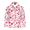 Remimi Kids Valentines Print Polo Shirt Mardi Gras Long Sleeve Collared Shirts 5-14 Years