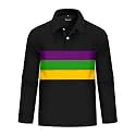 Remimi Kids Valentines Print Polo Shirt Mardi Gras Long Sleeve Collared Shirts 5-14 Years