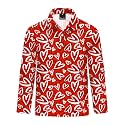 Remimi Kids Valentines Print Polo Shirt Mardi Gras Long Sleeve Collared Shirts 5-14 Years
