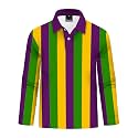 Remimi Kids Valentines Print Polo Shirt Mardi Gras Long Sleeve Collared Shirts 5-14 Years