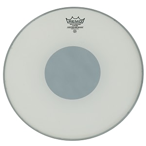 remo batter controlled sound coated 1334 diameter black dottm on bottom
