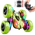 Remote Control Car – 4WD 360° Flip Double‑Sided RC Stunt Car LED Light Bar &amp; USB‑C Modular Battery, Off‑Road Toys for Boys Ages 6‑12, Birthday Gift, Black‑Green