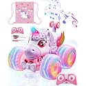 Unicorn Remote Control Car with Lights and Music,360°Rotating 4WD Stunt RC Cars Trucks Toys for Girls, 2.4 GHz, Rechargeable, All Terrain RC Toys Gifts for Girls Age 3-10 (with Storage Bag)