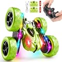 Remote Control Stunt Car – 4WD 360° Flip Double‑Sided RC Car LED Light Bar & Modular USB‑C Battery, 2.4 GHz Off‑Road Toy, Birthday for Boys Girls Ages 6‑12, Green