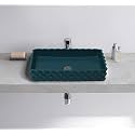 REMOTION Table Top Designer Wash Basin Over Counter Vessel Sink Counter Top Glossy Wash Basin For Bathroom And Living Room (Blue, 24 X 14 X 5 Inch)