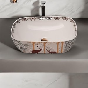remotion designer ceramic wash basin for bathroom  over counter bathroom basin  counter top bathroom sink 18 x 13 x 55 inch ad 73 designer white black