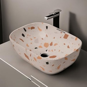 remotion designer ceramic wash basin for bathroom  over counter bathroom basin  counter top bathroom sink 18 x 13 x 55 inch ad 73 designer white black