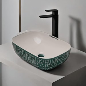 remotion designer ceramic wash basin for bathroom  over counter bathroom basin  counter top bathroom sink 18 x 13 x 55 inch ad 73 designer white black