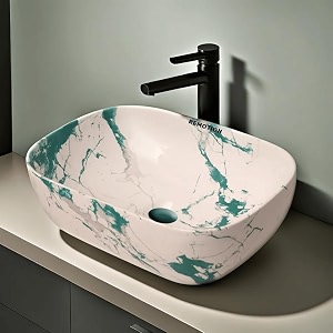 remotion designer ceramic wash basin for bathroom  over counter bathroom basin  counter top bathroom sink 18 x 13 x 55 inch ad 74 designer white rama