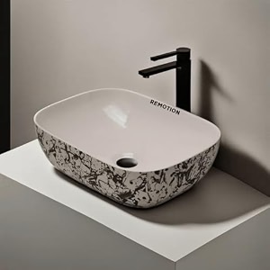 remotion designer ceramic wash basin for bathroom  over counter bathroom basin  counter top bathroom sink 18 x 13 x 55 inch ad 73 designer white black