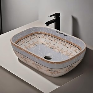 remotion designer ceramic wash basin for bathroom  over counter bathroom basin  counter top bathroom sink 18 x 13 x 55 inch ad 73 designer white black