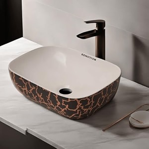 remotion designer ceramic wash basin for bathroom  over counter bathroom basin  counter top bathroom sink 18 x 13 x 55 inch ad 73 designer white black