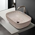 REMOTION Designer Ceramic Wash Basin For Bathroom | Over Counter Bathroom Basin | Counter Top Bathroom Sink (18 x 13 x 5.5 Inch) (AD 73 Designer White Black)